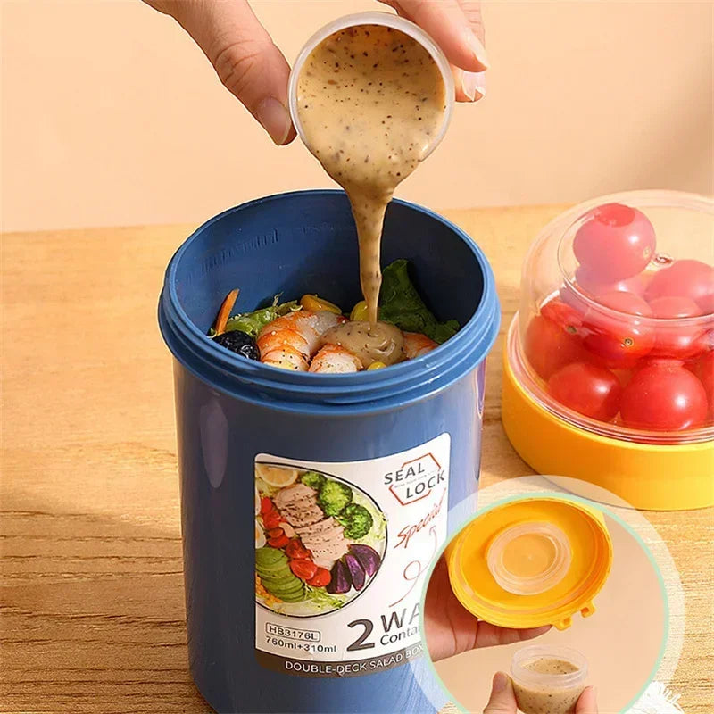 Portable Salad Cup with Lid & Fork – Leakproof Meal Prep