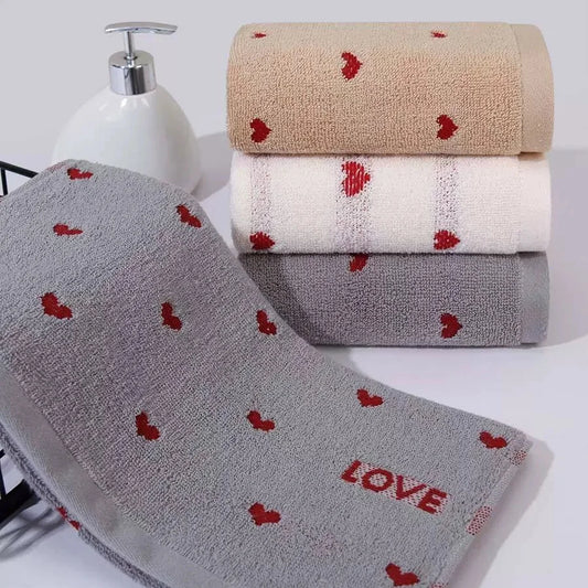 Soft Quick-Dry Cotton Face Towel | Heart Pattern Fingertip Towel Cotton Face Towel Peaceful Pleasures Health and Wellness