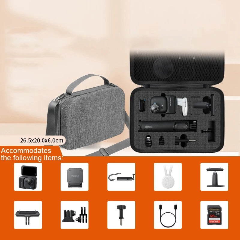 360° Protection Carrying Case For Insta360 Go Ultra Hardshell Storage Bag Waterproof Case For Insta360 Go Ultra Accessories Peaceful Pleasures Health and Wellness Large gray