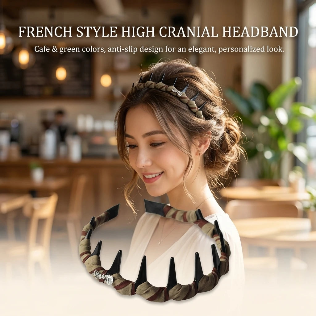 Women's French Style Anti-Slip Headband High-Crown Design Elegant Hair Accessory Peaceful Pleasures Health and Wellness