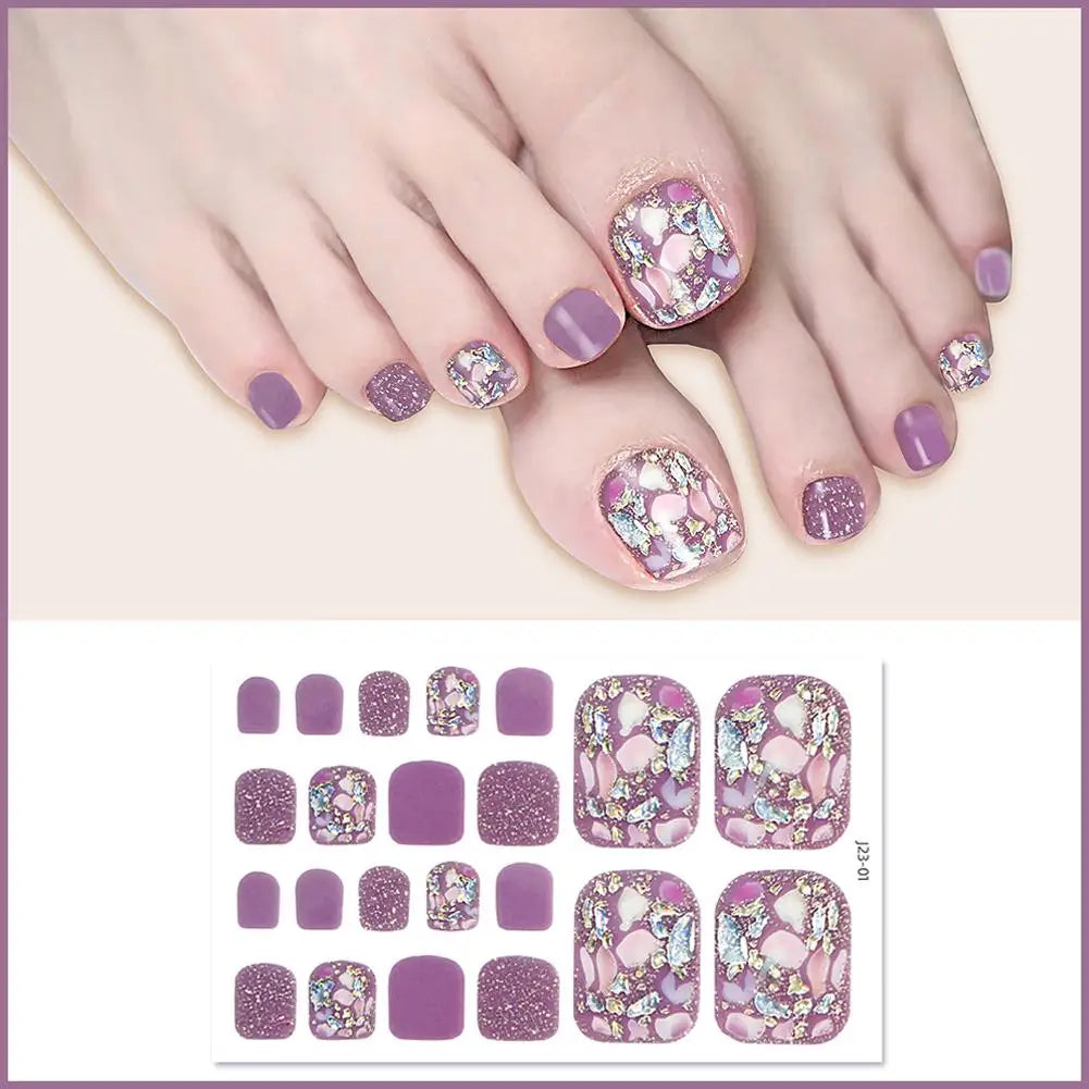 Glitter Toe Nail Stickers – 22 Count, DIY Nail Wraps Nail Care Peaceful Pleasures Health and Wellness 01