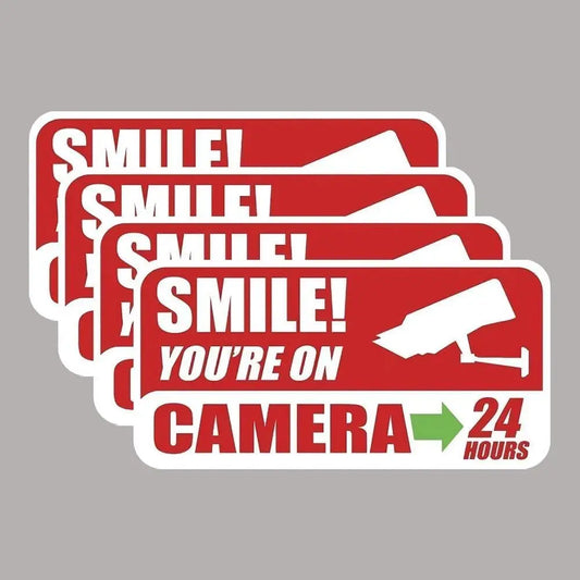 4 Pcs 100mm You're On Camera Stickers Security Warning Window Decal Peaceful Pleasures Health and Wellness Default Title