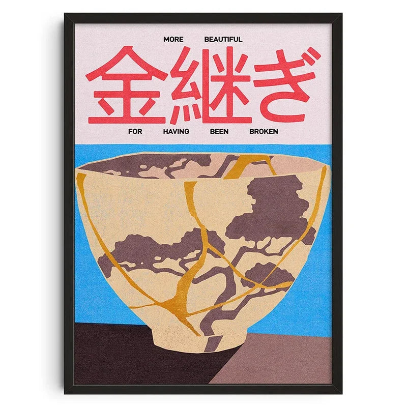 Japanese Okinawa Bauhaus Geometric Snake Canvas Wall Art Print