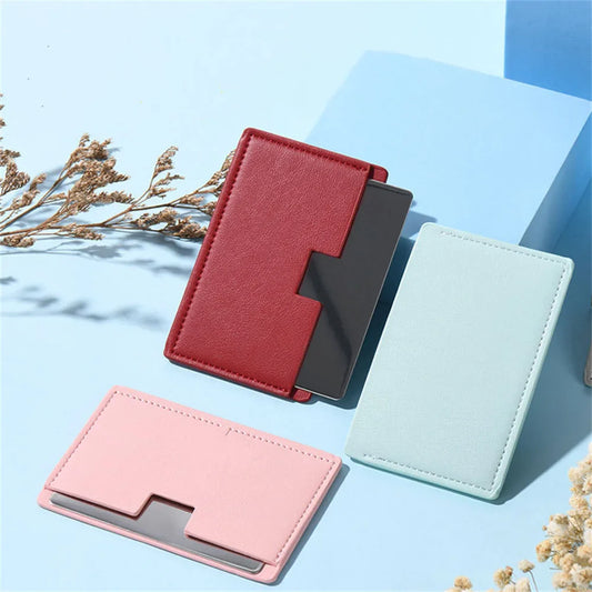 Shatterproof Pocket Makeup Mirror – PU Leather Card Size Pocket Makeup Mirror Oasis Select Pink 8.5x5.3cm
