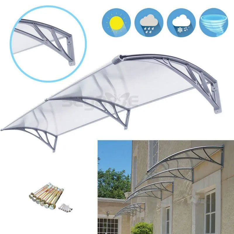 Good Clear Arched Polycarbonate Window Door Awning Shade Canopy Canopies Wall Mounted Roof Rain Shelter Front Door Peaceful Pleasures Health and Wellness