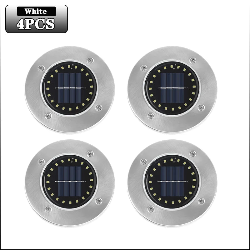 Solar In-Ground Disk Lights – 20 LED Waterproof Landscape Set