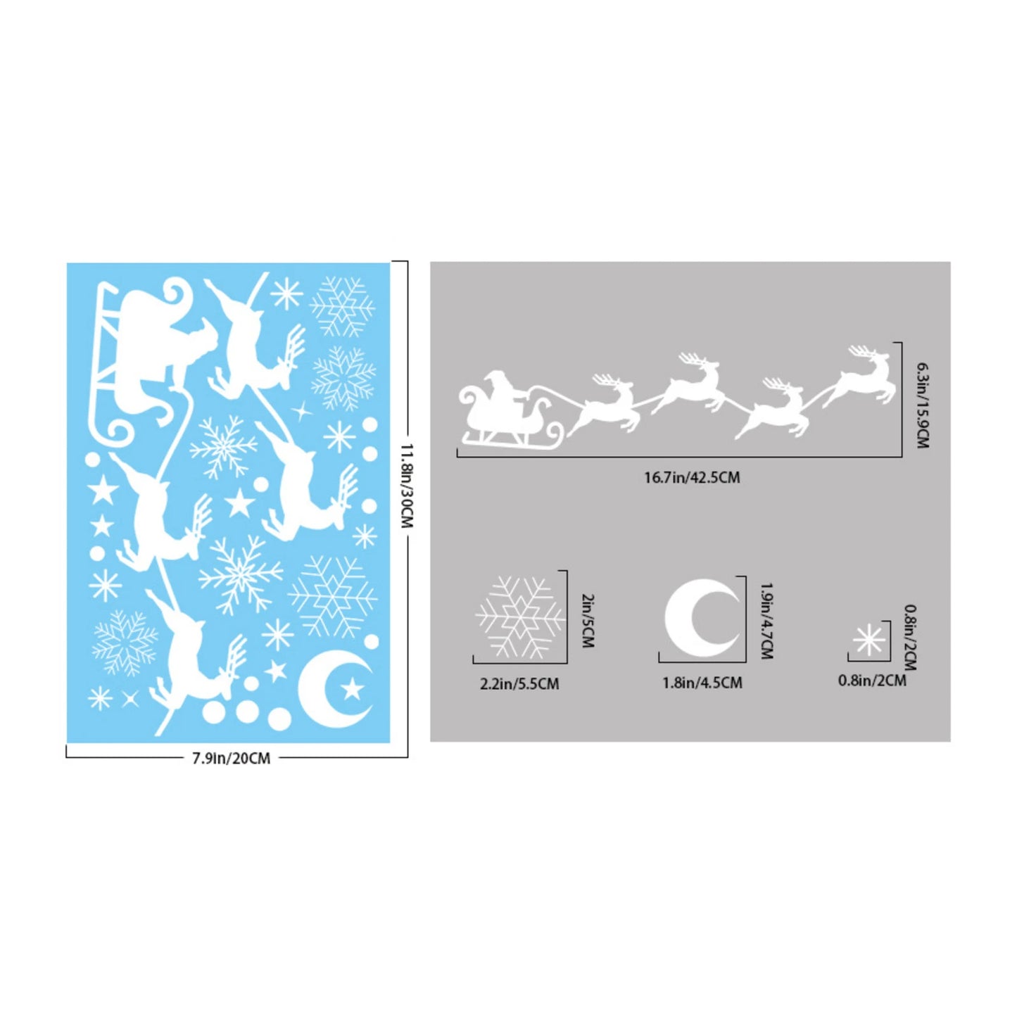 Christmas Static Window Clings – Elk, Snowflake & Xmas Tree PVC