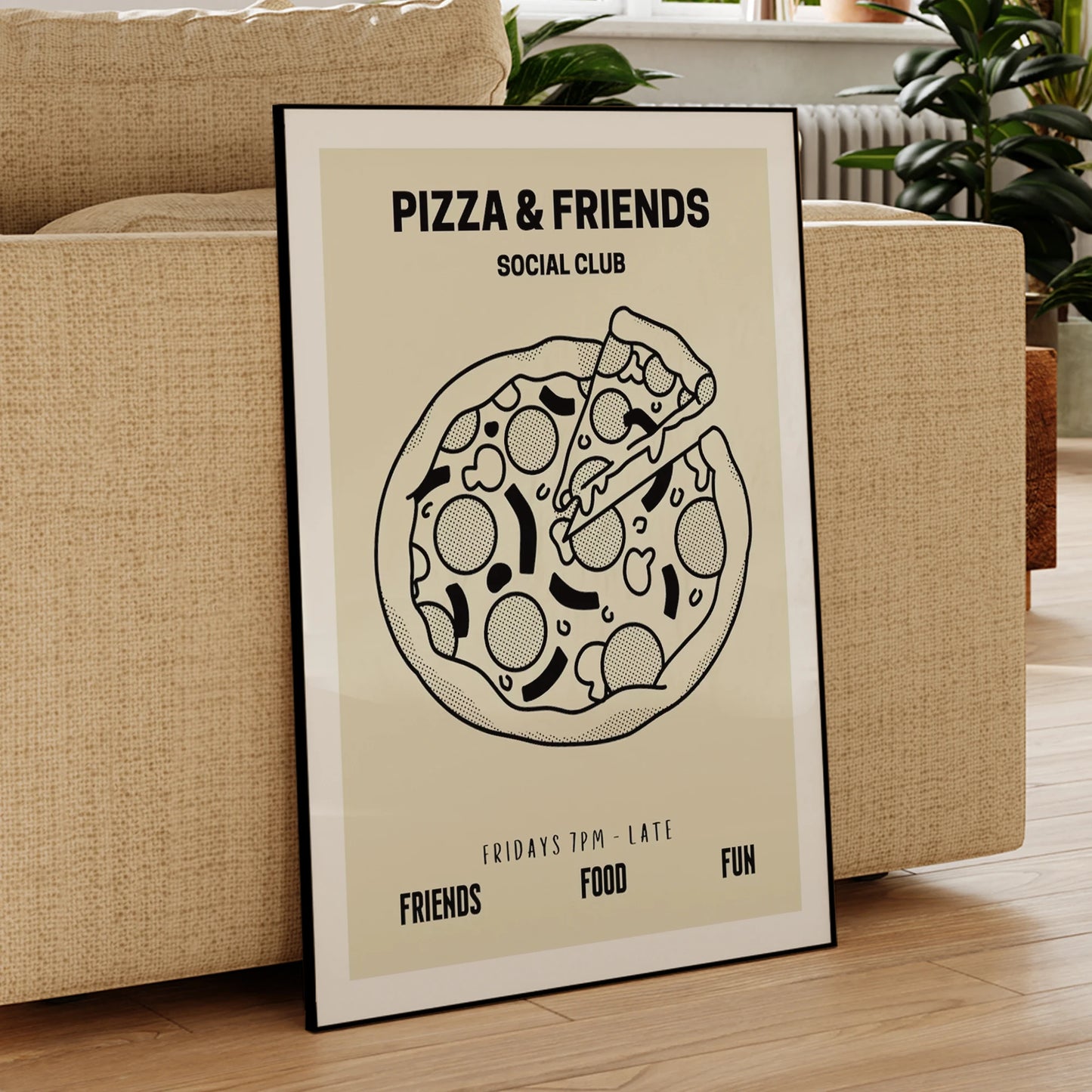 Pizza & Friends Social Club Canvas Wall Art Print | Home Decor