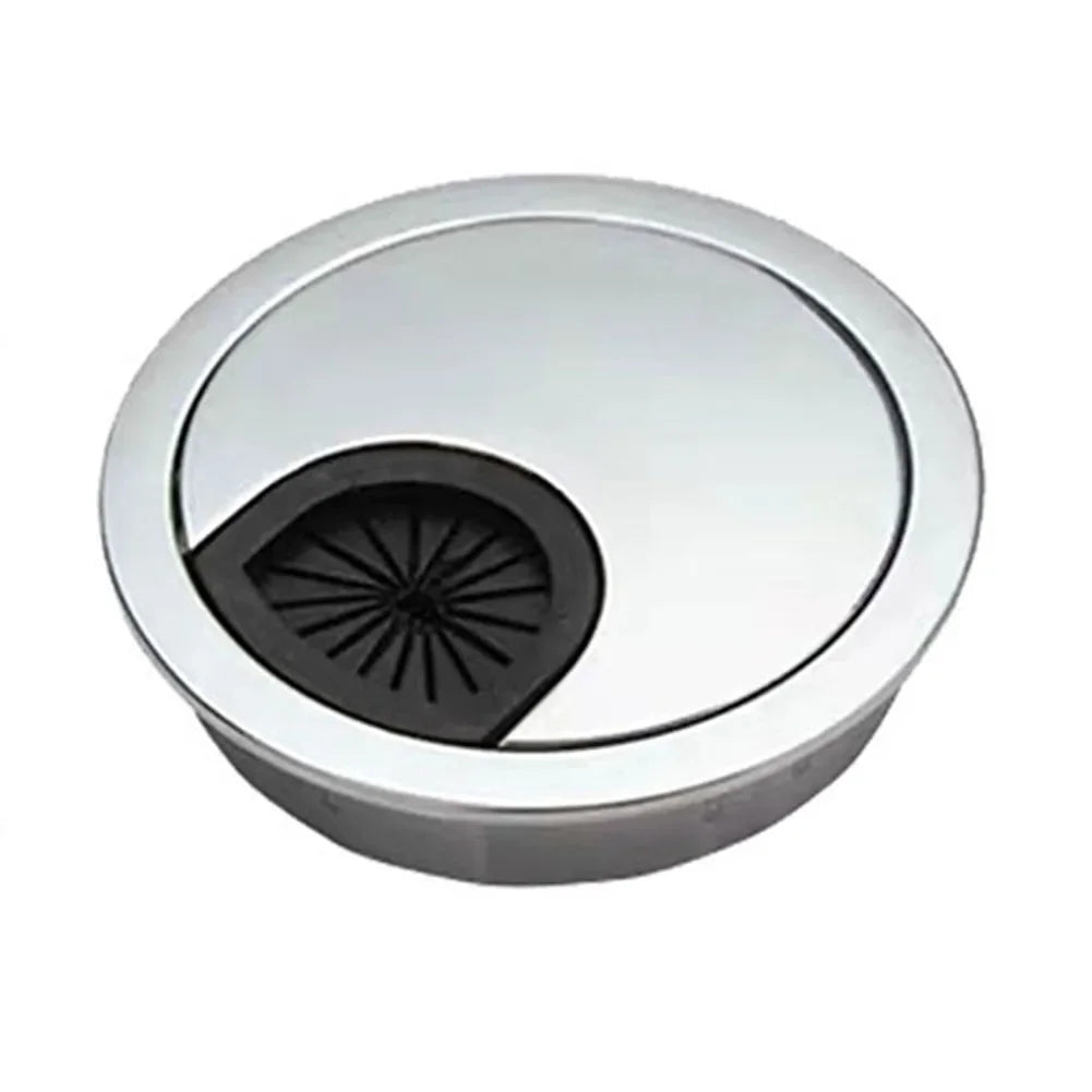 Chrome Zinc Alloy Desk Cable Hole Cover | Detachable Design