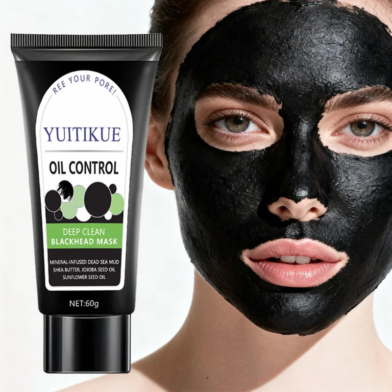 YUITIKUE Blackhead Mask 60g - Bamboo Charcoal & Dead Sea Mud, Deep Cleanse Pores, Oil Control, Peel-off Black Mask, Easy to Use Peaceful Pleasures Health and Wellness