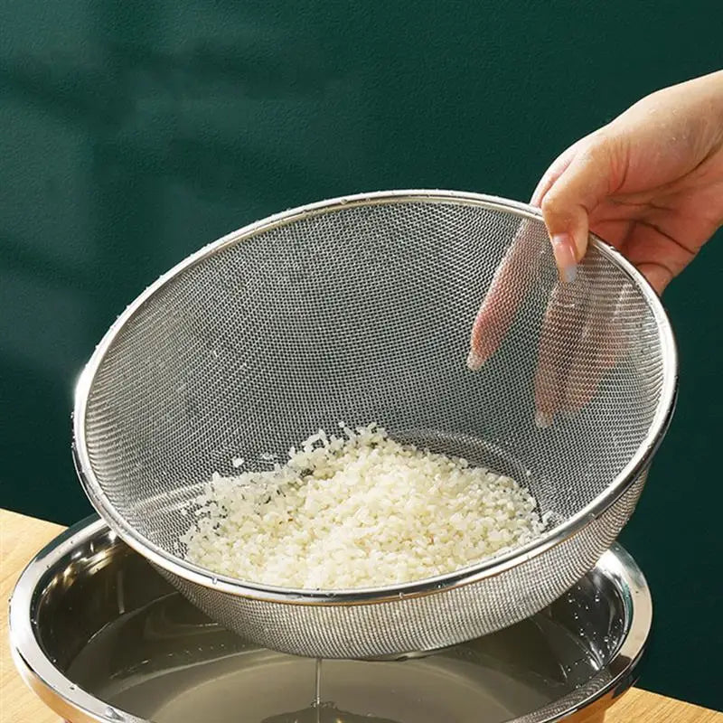 1300ml Stainless Steel Colander Bowl Set Kitchen Strainer Washer Drainer Basket Vegetable Fruit Rice Draining Tool Fine Peaceful Pleasures Health and Wellness