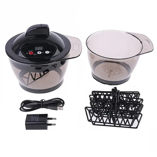 DIY Hairdressing Barber Tool - Electric Hair Cream Mixer, Automatic Color Paste Blender, Dyeing Stirrer with Mixing Bowl Peaceful Pleasures Health and Wellness black
