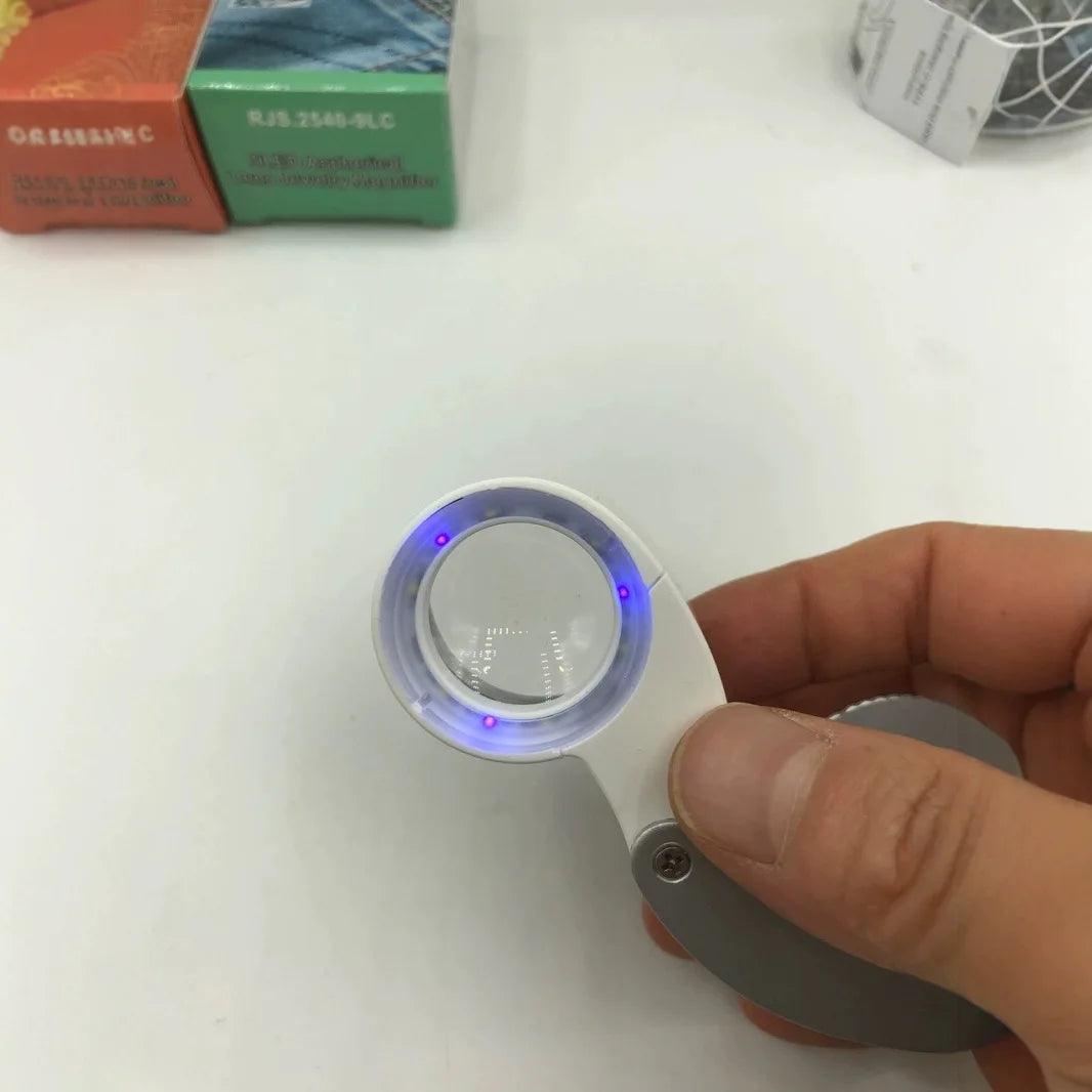 Magnifier Charging New Portable Creative Folding 40X 60X Magnifier White Light Purple Light Peaceful Pleasures Health and Wellness