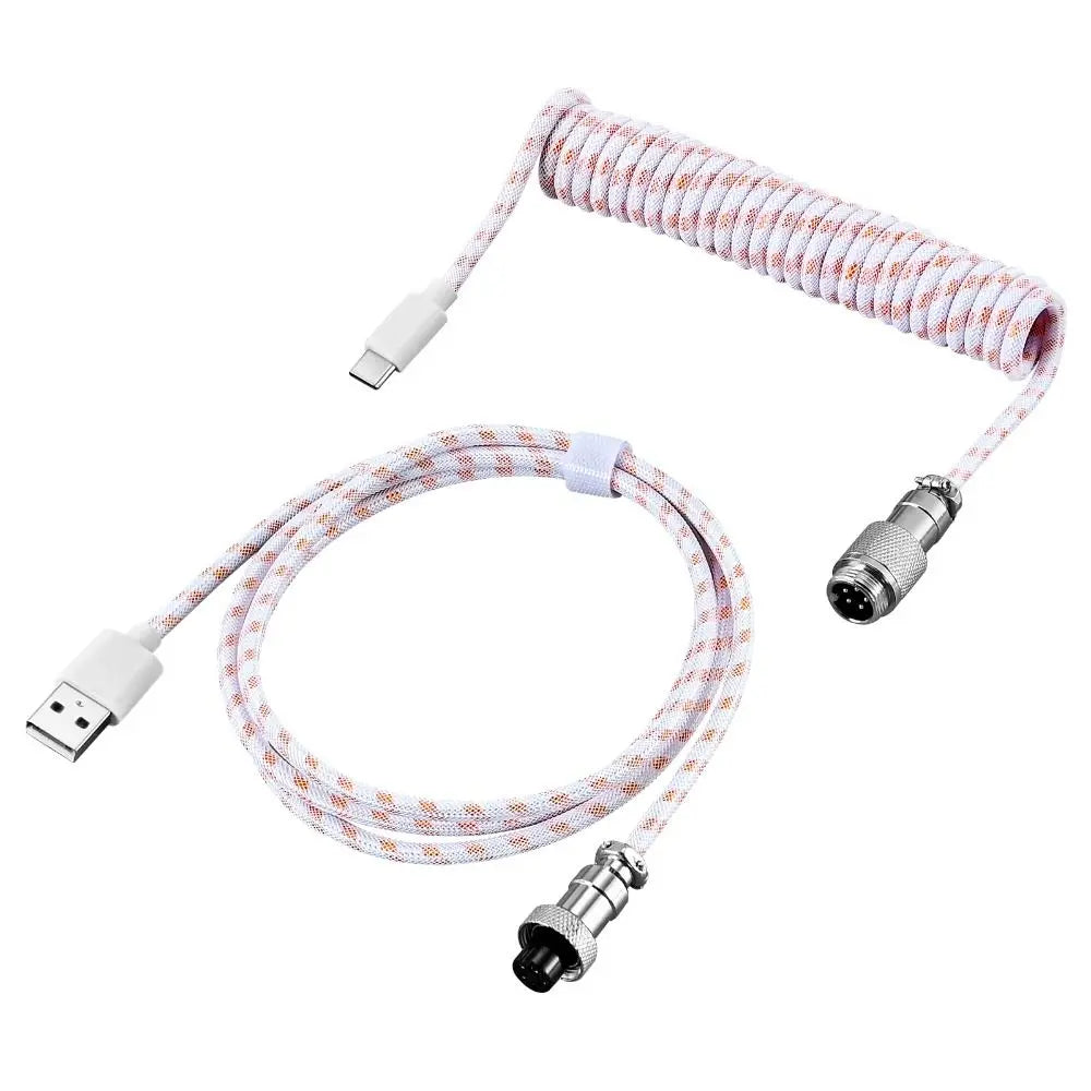 USB Port a Mechanical Keyboard Coiled Cable Max 3M Length Coiled Design Mechanical Keyboard Type C USB Cable Peaceful Pleasures Health and Wellness