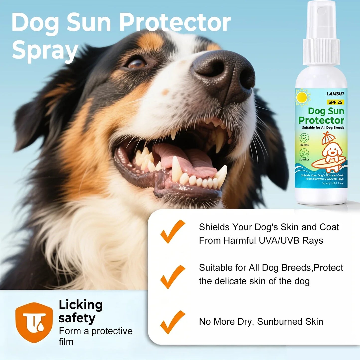 Lamsisi Dog Sunscreen Spray SPF 25 – UVA/UVB Shield 50ml