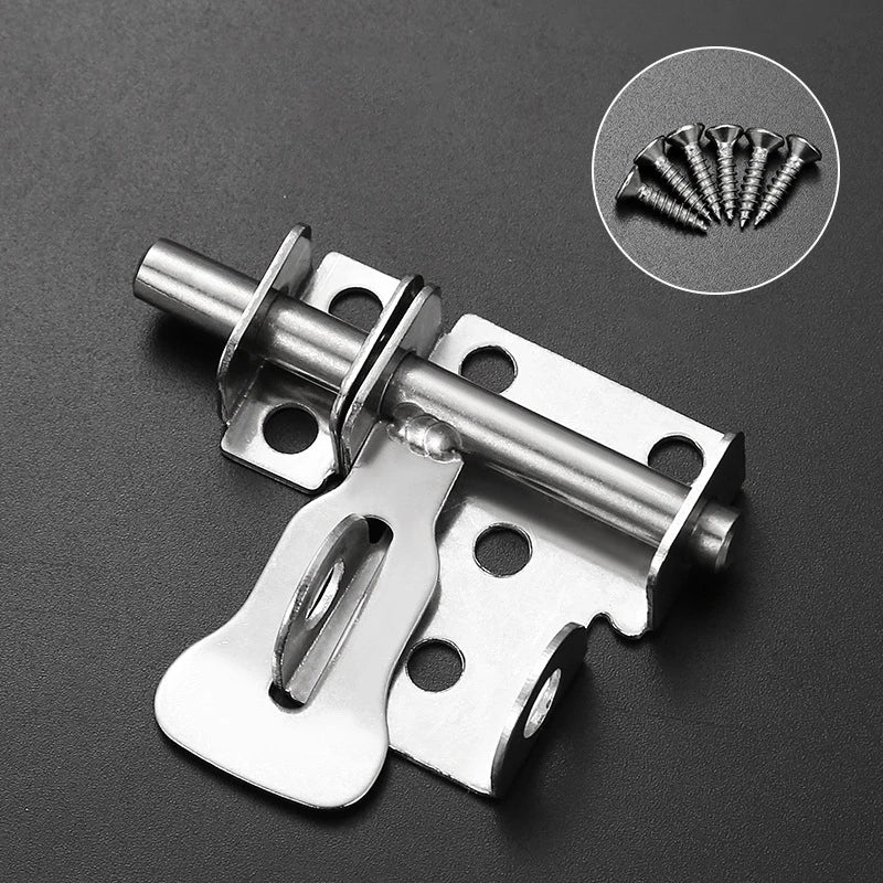 New Stainless Steel Door Latch Solid Sliding Bolts Latch Hasp Home Hardware Gate Safety Toilet Door Lock Peaceful Pleasures Health and Wellness A2