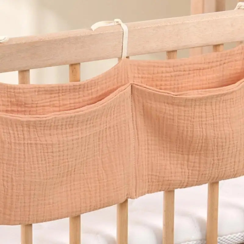 Baby Crib Hanging Organizer – Cotton Diaper & Toy Storage Pouch