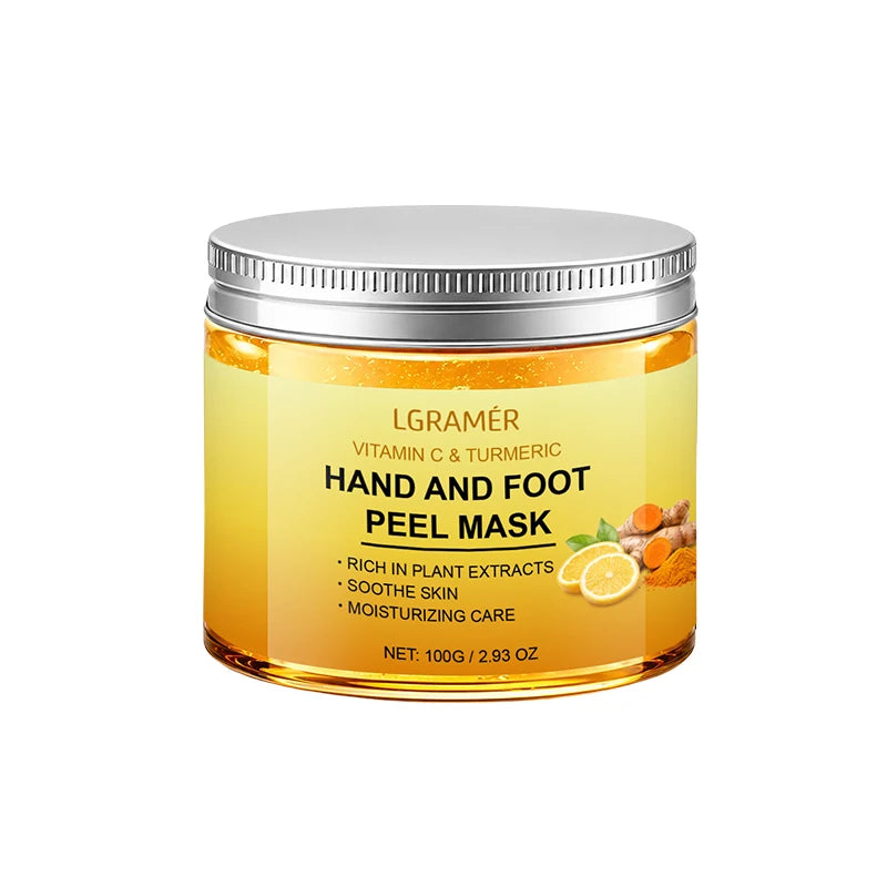 Vitamin c and turmeric hand wax mask for hands and feet, smoothing skin, gently cleansing hand mask, illuminating hand skin new Peaceful Pleasures Health and Wellness 100g