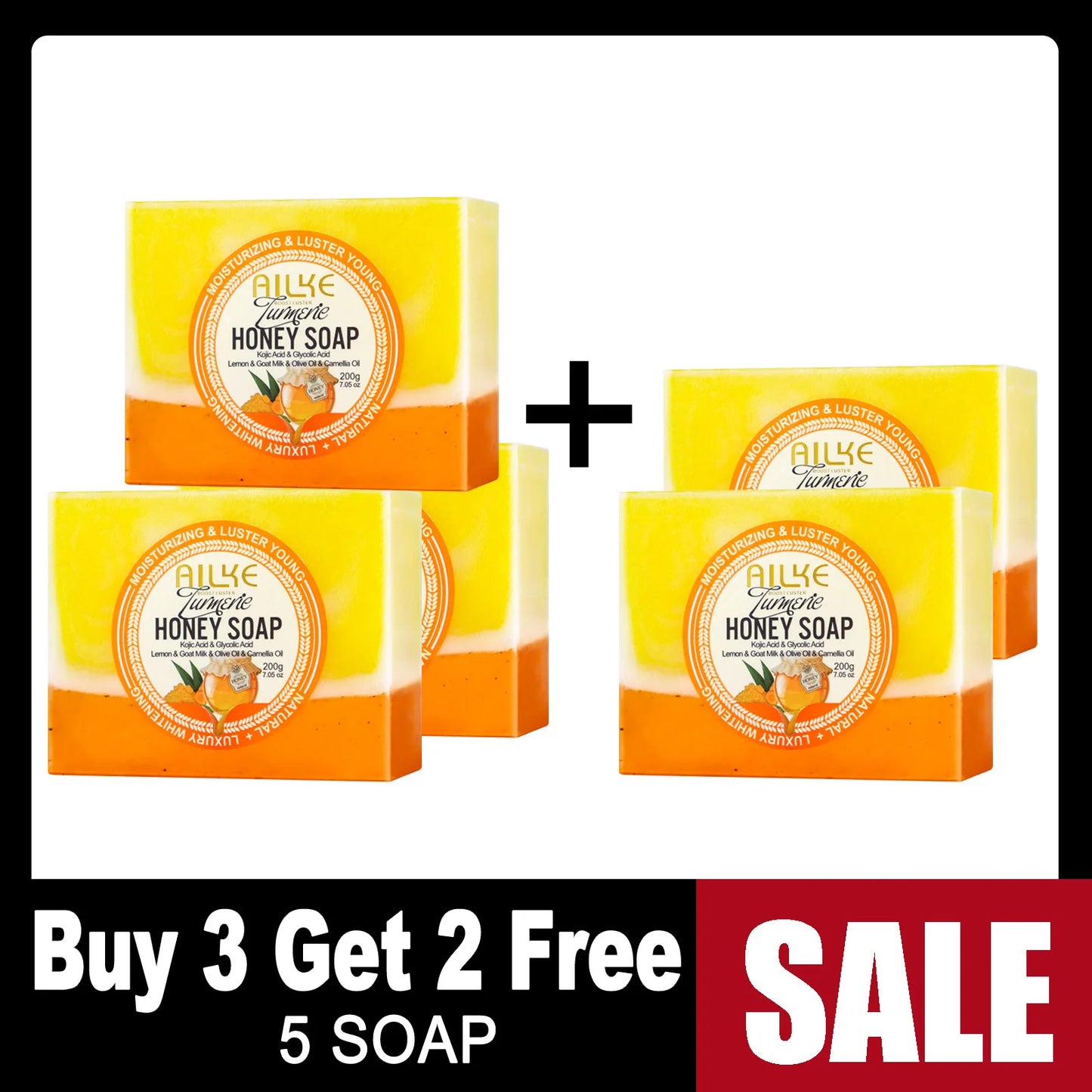 AILKE Turmeric Honey Soap Bar | Kojic Acid & Lemon 200g