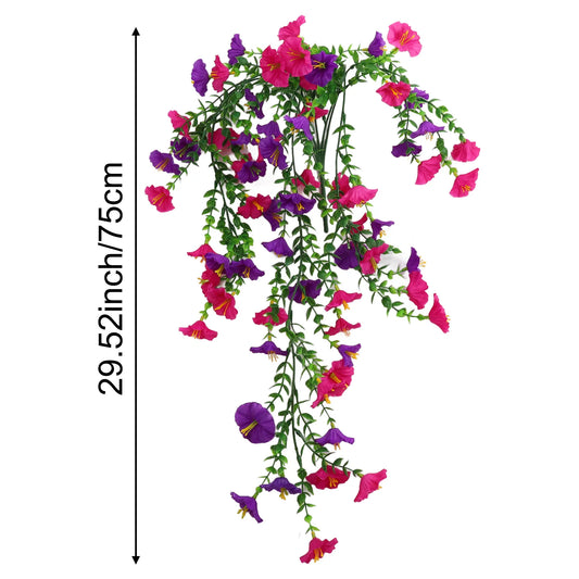 Artificial Flowers Fake Morning Glory Eucalyptus Leaves Hanging Peaceful Pleasures Health and Wellness lotus with purple
