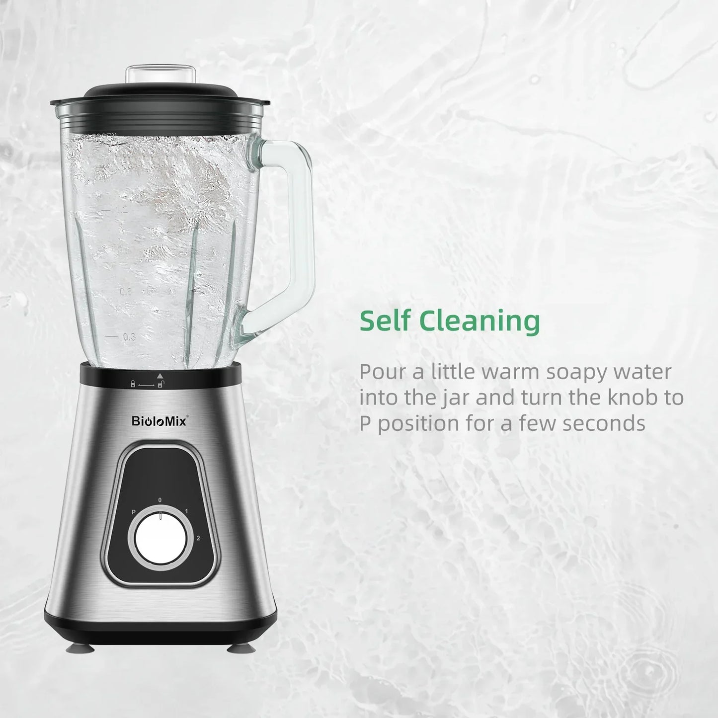 BioloMix 1300W 2-in-1 Blender – 1.5L Glass Jar & Travel Cup Blender BioloMix