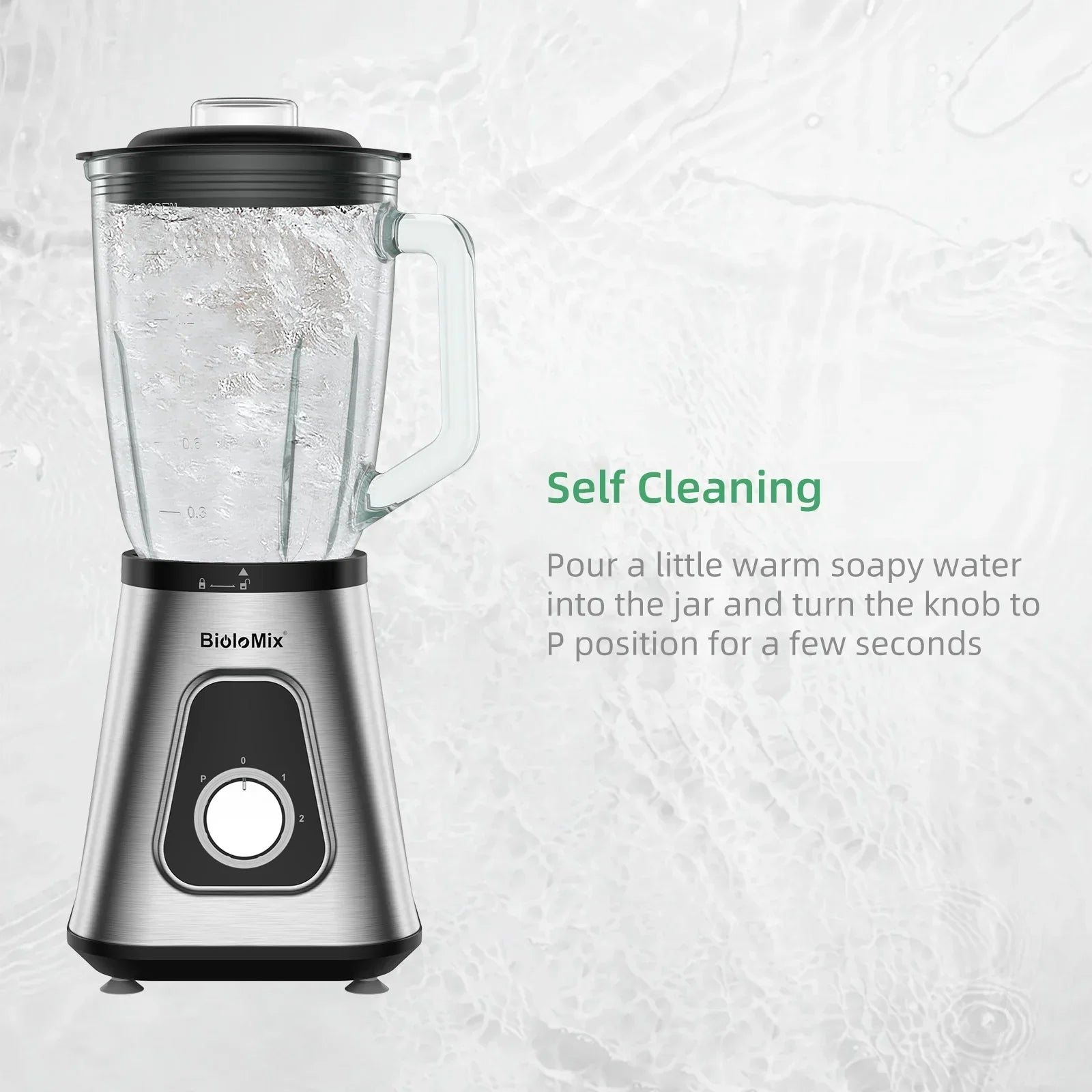 BioloMix 1300W 2-in-1 Blender – 1.5L Glass Jar & Travel Cup Blender BioloMix