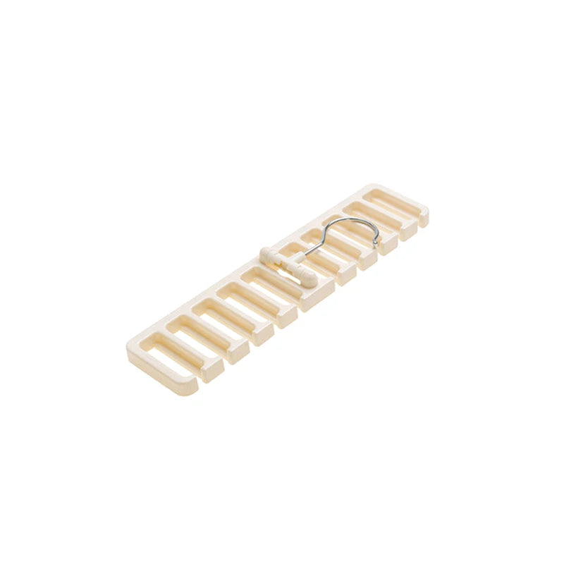 Multi-functional Tie Belt Hanger Wardrobe Closet Belts Scarf Hanging Organizer Rotating 10 Card Slots Storage Holder Rack Hook Peaceful Pleasures Health and Wellness 1pc Beige