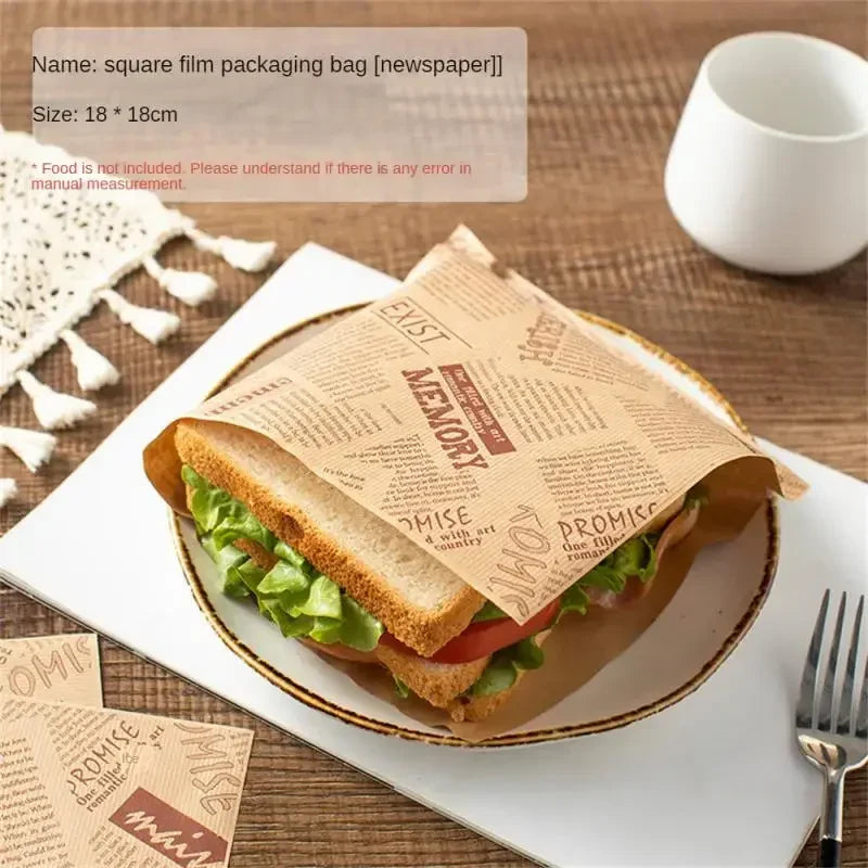 Disposable Wax Food Wrappers for Sandwiches & Burgers – 50 Pcs