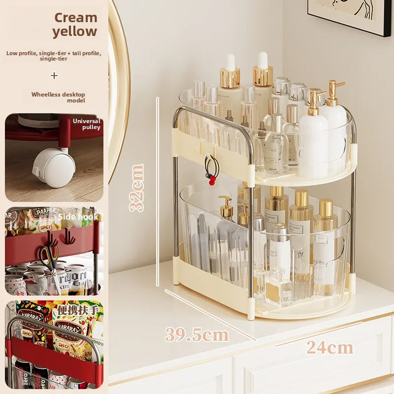 Mobile Cart Storage Rack Floor Standing Multi-Tiered Household Snack Kitchen Utility Organizer with Wheels Multi-Purpose Storage Peaceful Pleasures Health and Wellness 2 High Yellow