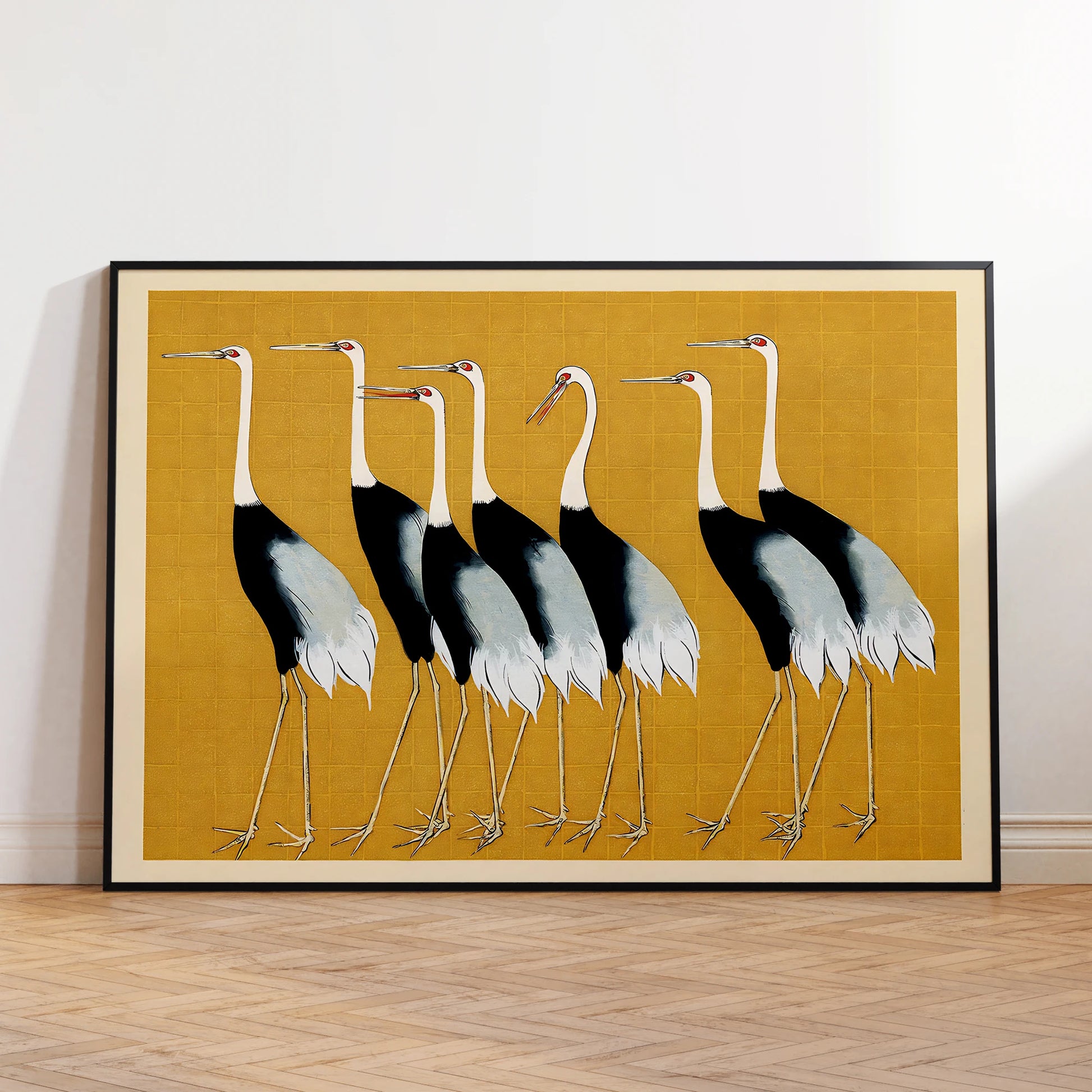 Minimalist Ogata Korin - 7 Japanese Birds Wall Art Print Canvas Painting Poster Picture For Living Room,Bedroom Home Decor Peaceful Pleasures Health and Wellness G4360 30x40cm Black Framed