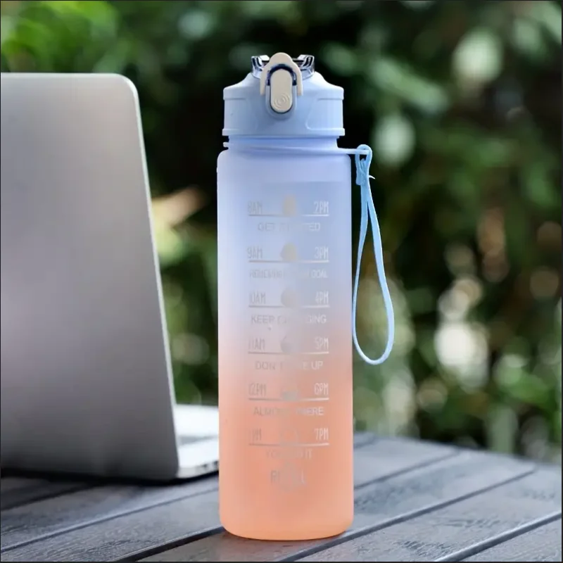 700ml Inspirational Outdoor Sports Water Cup With Time Scale And Drop-Resistant Lid - Portable And Fashionable Peaceful Pleasures Health and Wellness Blue