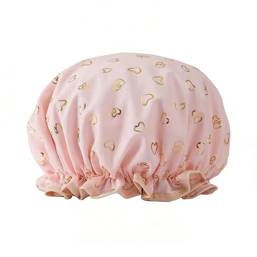 Large Reusable Waterproof Shower Cap – Double Layer Bath & Body Peaceful Pleasures Health and Wellness pink