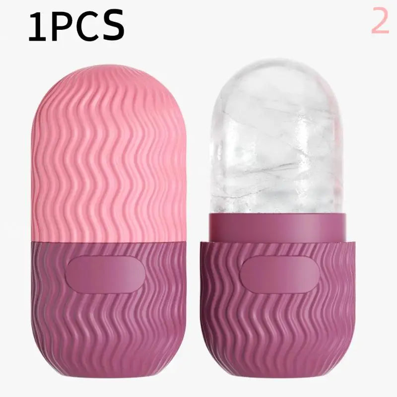Silicone Cube Tray Shape Face Facial Ice Roller Massage Face Massage Roller Facial Reusable Ice Face Roller Skincare Tool Peaceful Pleasures Health and Wellness Rose red 2