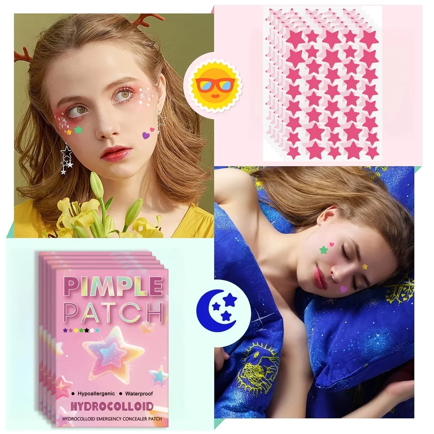 480 Star Shaped Hydrocolloid Acne Patches – Gentle & Clear
