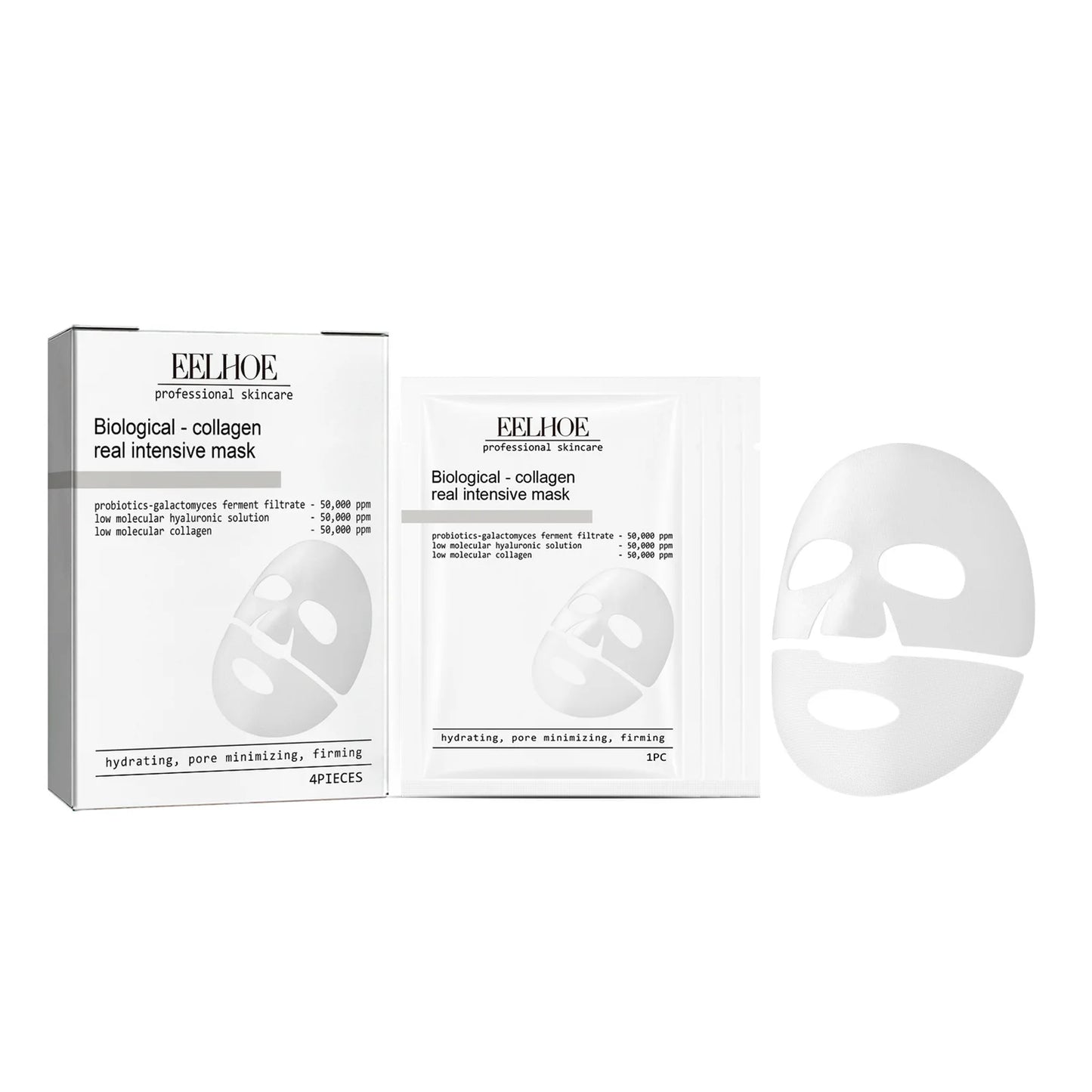 Hyaluronic Acid Face Mask for Firm, Hydrated Skin Peaceful Pleasures Health and Wellness 4pcs Boxed