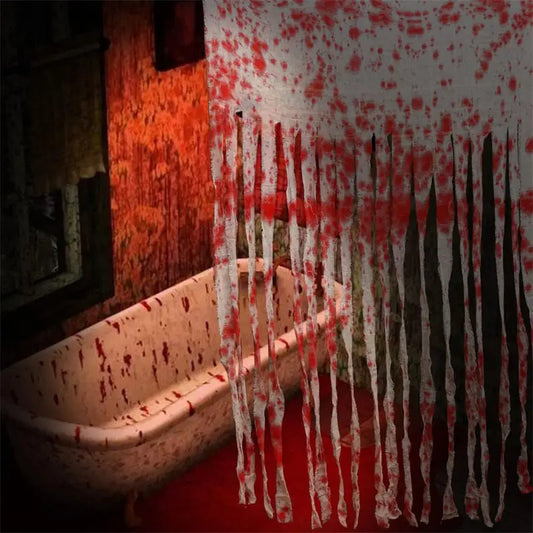 Halloween Bloody Handprints Door Curtain Scary Blood Stained Gauze Fabric Strip Horror Themed Party Props DIY Household Decor Peaceful Pleasures Health and Wellness