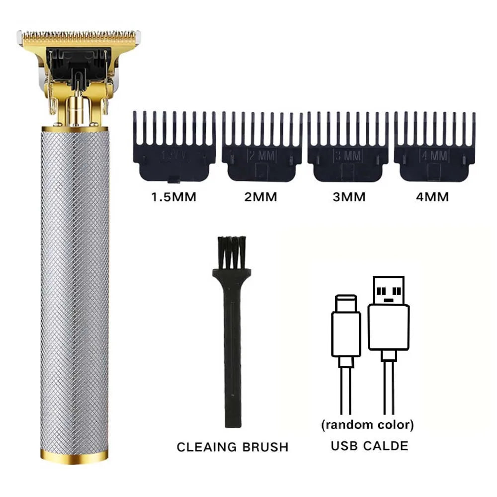 Professional Hair Clipper & Trimmer Set – Rechargeable Barber Kit Peaceful Pleasures Health and Wellness 1 pc T9 (Silver) United States