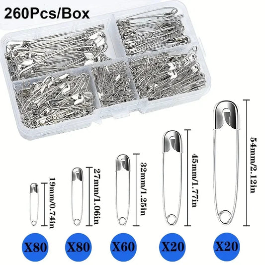 260 Safety Pins Assorted Large Small Clothes Sewing Peaceful Pleasures Health and Wellness 26PCS