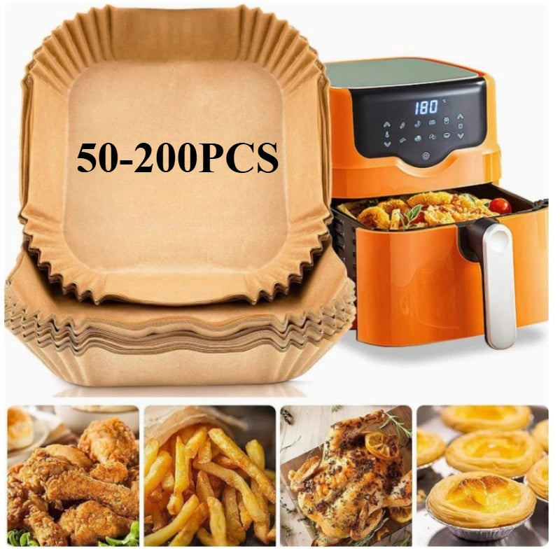 Air Fryer Parchment Paper Liners 50–200Pcs Non-Stick Disposable