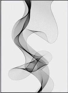 Abstract Geometric Black & White Wavy Canvas Wall Art Print