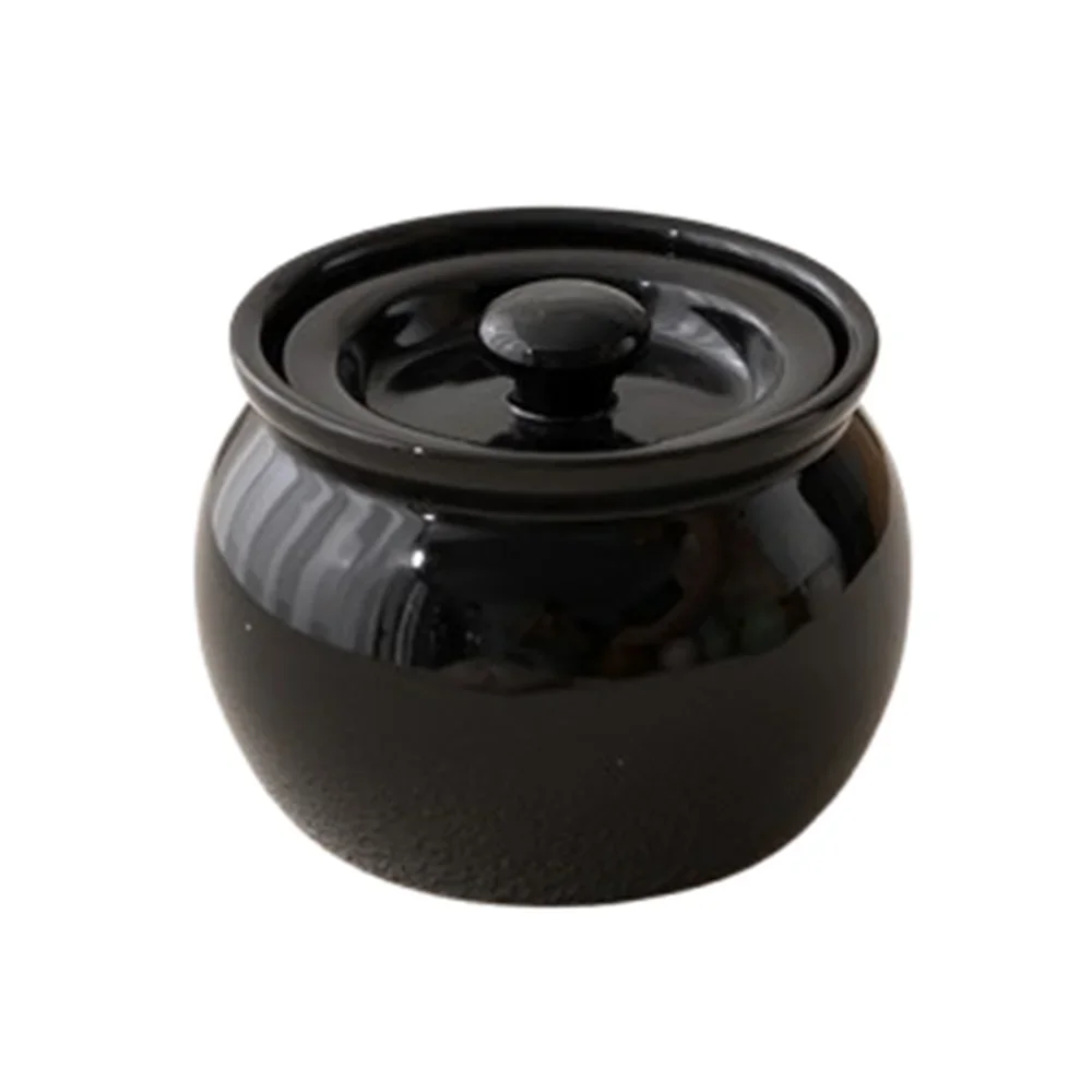 Ceramic Waterproof Stew Household Steaming Pot Stew Pot Soup Pot Clay Pot Stew Soup Pot Clay Pot One Person Stew Soup Pots New Peaceful Pleasures Health and Wellness Black-400ml
