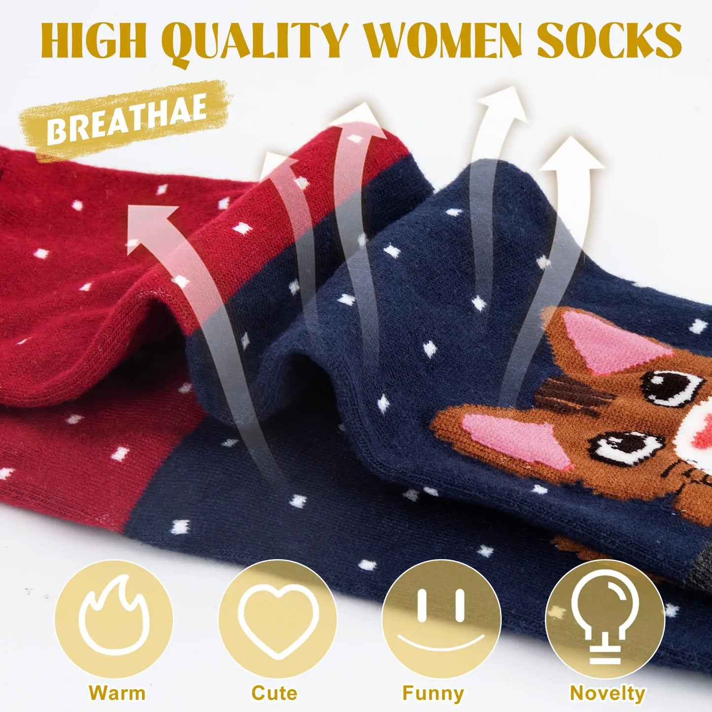5 Pairs Women Cartoon Animal Socks Cute Dog Cat Pattern Cotton Crew Socks Colorful Funny Gift Set for Girls Peaceful Pleasures Health and Wellness