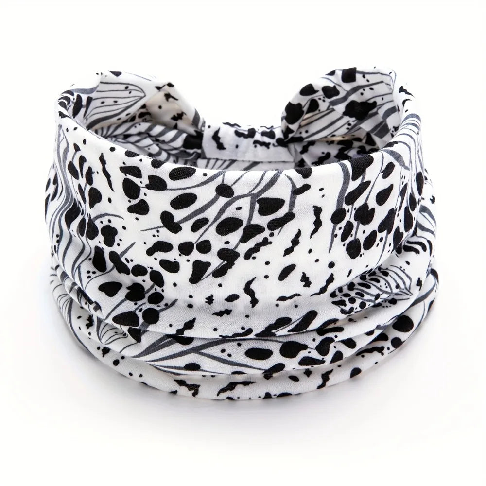 Boho Wide Knotted Leopard Headband Soft Elastic Printed Turban Hairband For Women Girls Sport Yoga Workout Headwear headscarf Peaceful Pleasures Health and Wellness 2