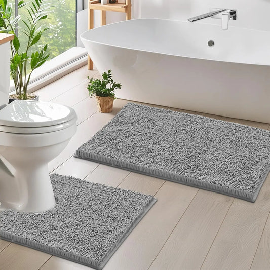 1/2Pieces Bathroom Rugs Non-Slip Chenille Bath Rug Ultra Soft Super Absorbent Bath Mat for Bathroom Toilet Tub Peaceful Pleasures Health and Wellness