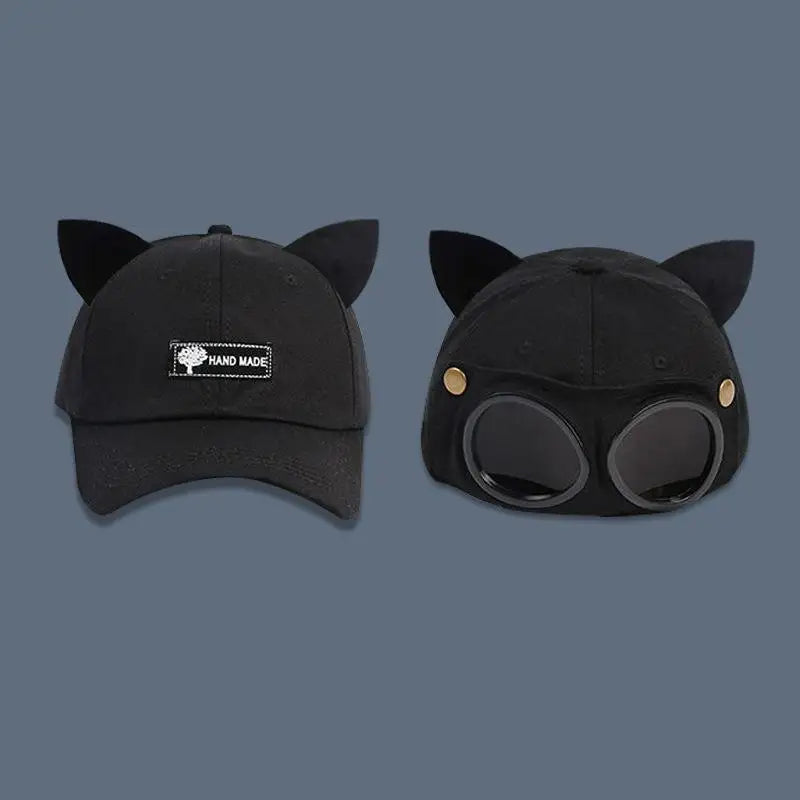 Embroidered Cat Ear Baseball Cap – UV Protection Sunhat