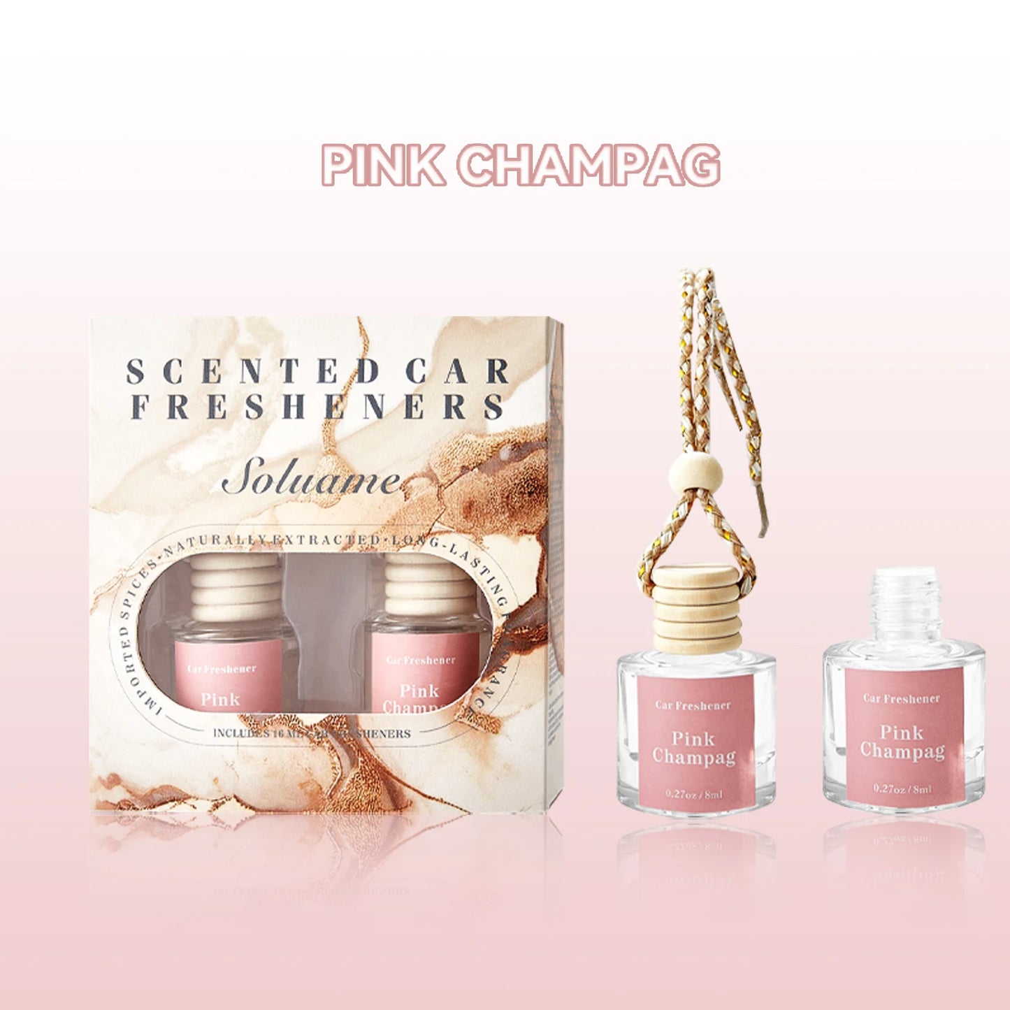 Long Lasting Car Air Freshener Diffuser - 8Ml*2Pcs Peaceful Pleasures Health and Wellness Pink Champag