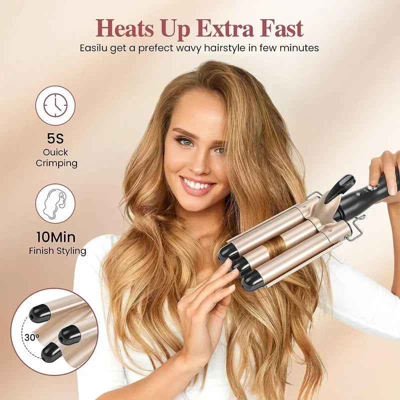 Professional Hair Curling Iron Ceramic Triple Barrel Hair Curler Irons Hair Wave Waver Styling Tools Hair Styling Appliances Peaceful Pleasures Health and Wellness