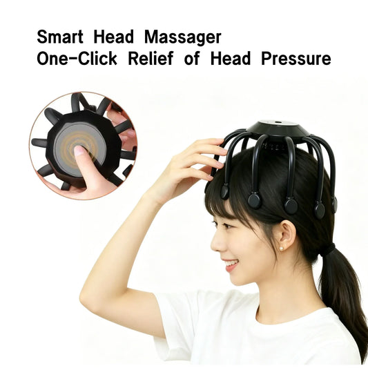 10/14 Claw Smart Head Massager 360° Octopus Scalp Vibration Massager for Stress Relief Fatigue Relaxation & Sleep Improvement Peaceful Pleasures Health and Wellness