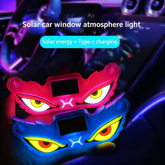 Solar USB Demon Eye LED Car Strobe Light | Suction Cup Car Decorative LED Light Oasis Select