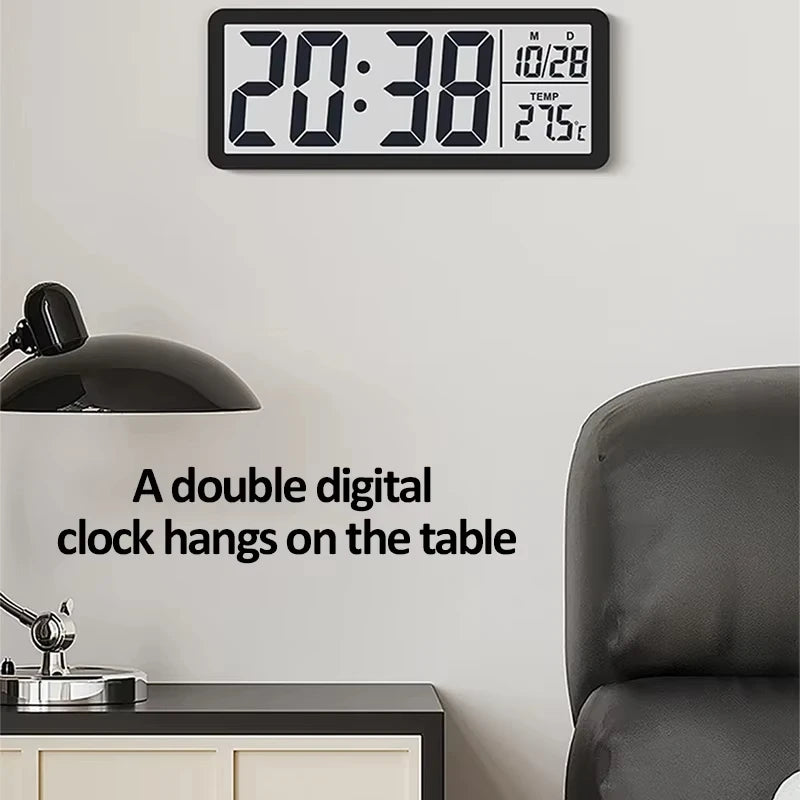LCD Screen Digital Wall Clock Modern Electronic Desktop Alarm Clock Time Week Temperature Display Bedroom Home Decor Peaceful Pleasures Health and Wellness